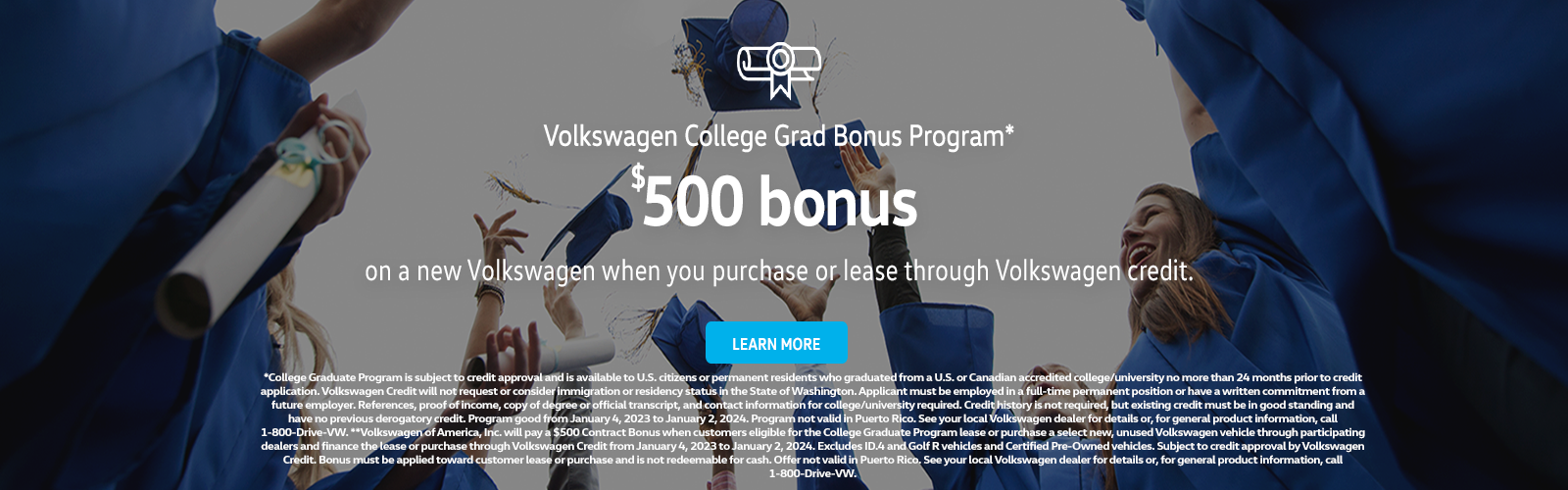 Volkswagen College Grad Bonus Program For in Stock VW